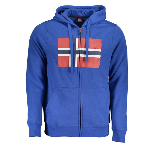 Norway 1963 Blue Hooded Fleece Sweatshirt with Central Men's Pockets