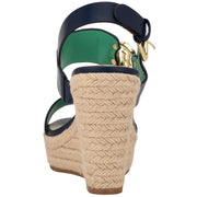 Kahdy Womens Logo Almond Toe Wedge Sandals