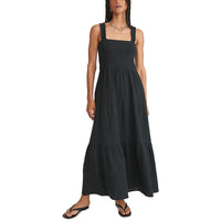 Womens Tiered Cotton Maxi Dress Regular 16 (XL) Black