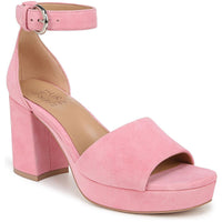 Pearlyn Womens Buckle Heels Pink Suede