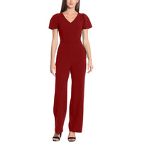 Womens Crepe Formal Jumpsuit Rhubarb