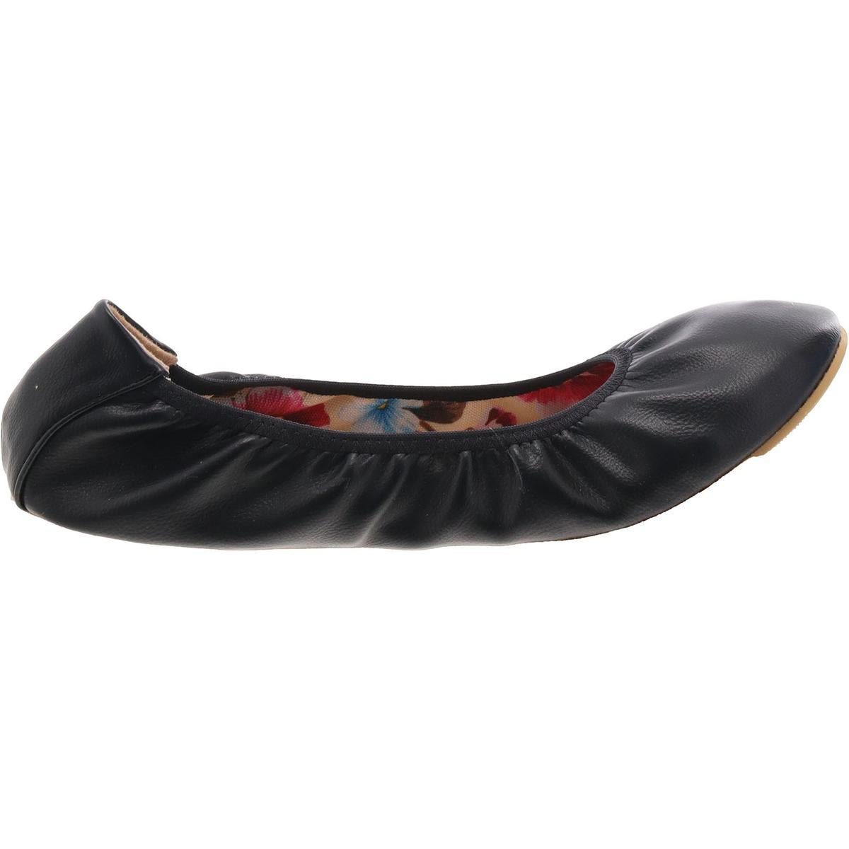 Womens Faux Leather Stretch Ballet Flats