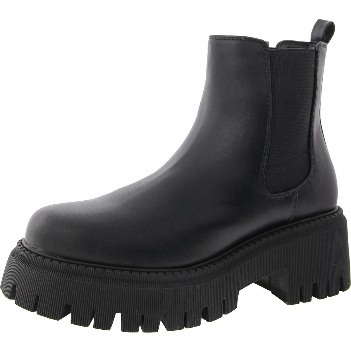 Keshaa Womens Laser Cut Faux Leather Chelsea Boots