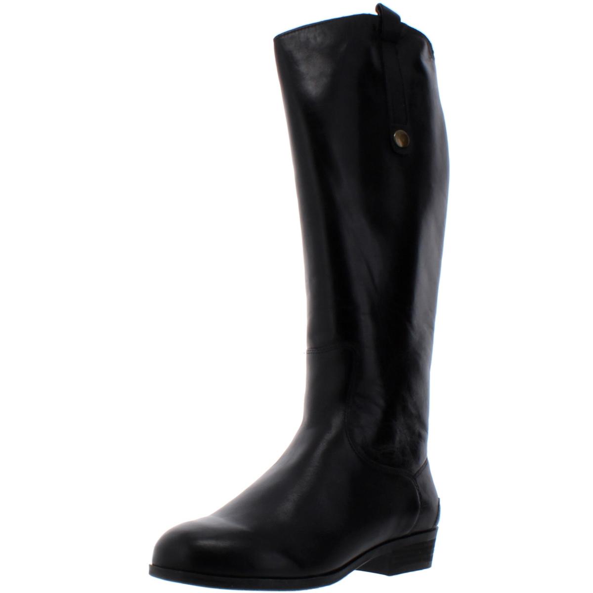 Array Womens Derby Leather Knee-High Riding Boots Black