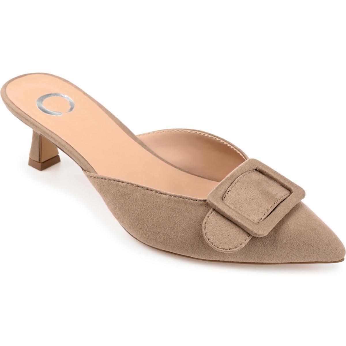 Vianna Womens Faux Suede Kitten Mules 6.5 Wide Taupe