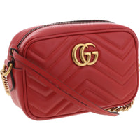 Marmont 2 Womens Chevron Leather Shoulder Handbag