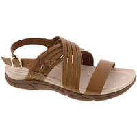 Marlis Womens Leather Padded Sole Slingback Sandals 7 Medium Cognac