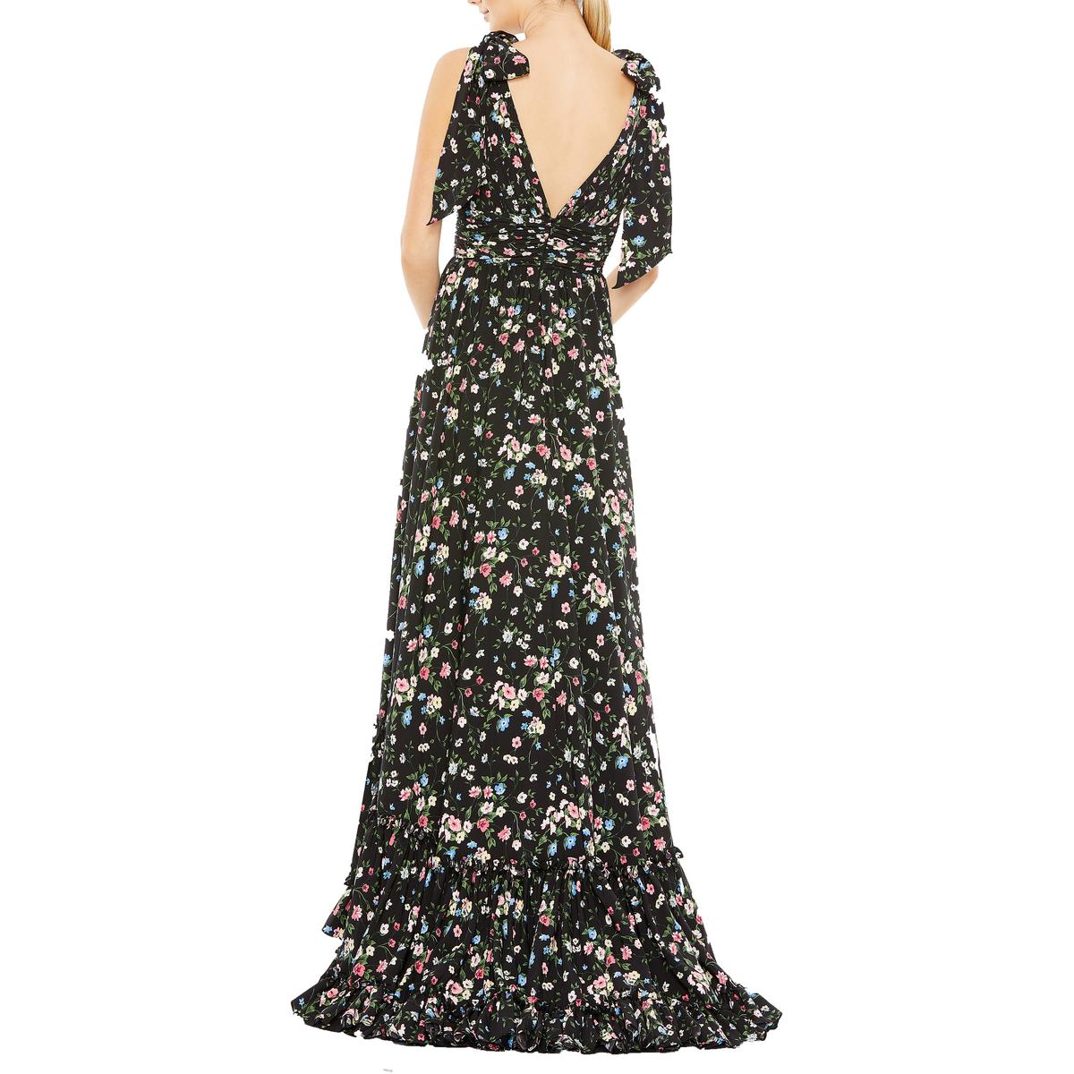 Womens Floral Print Special Occasion Evening Dress
