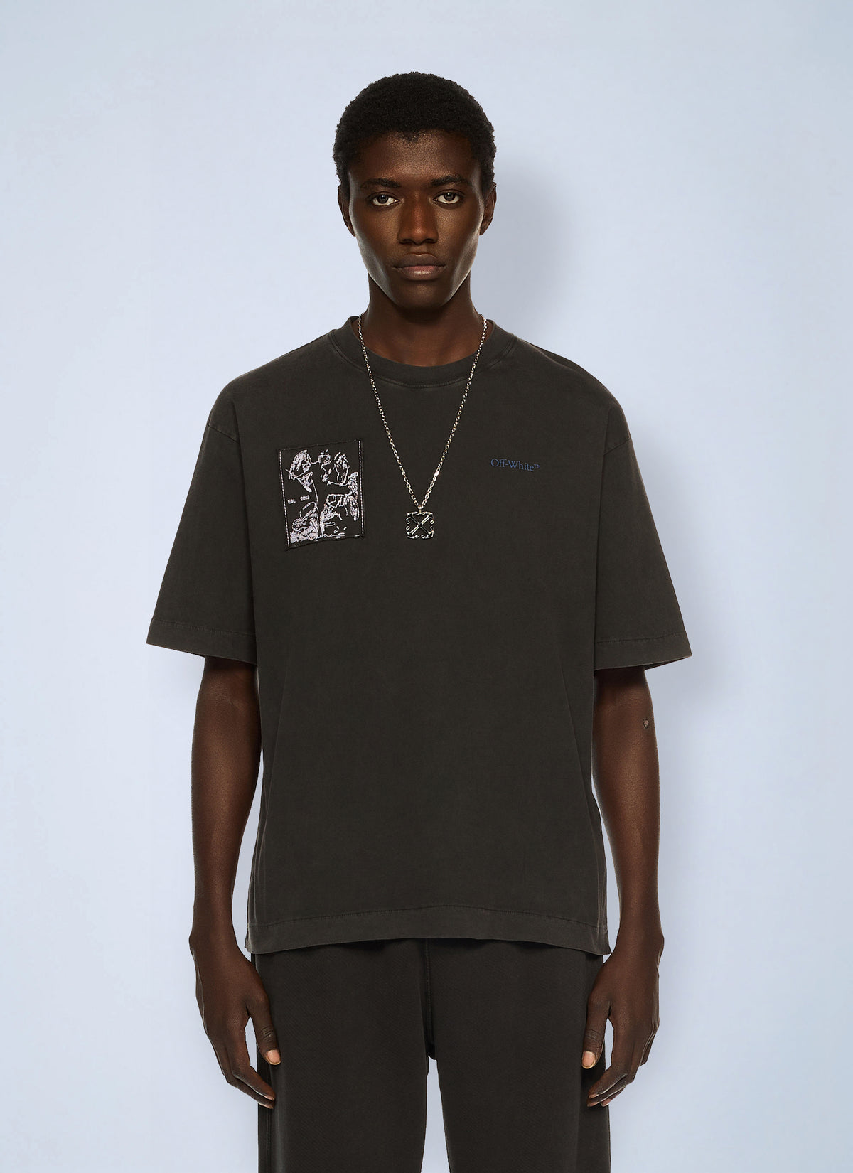 Off-White Men Faded Painting Skate Logo T-Shirt