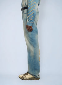 Off-White Men Diagonal Raw Patch 90S Skate Jeans