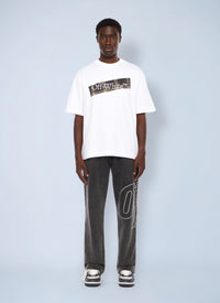 Off-White Men Flannel Diagonal Skate Logo T-Shirt
