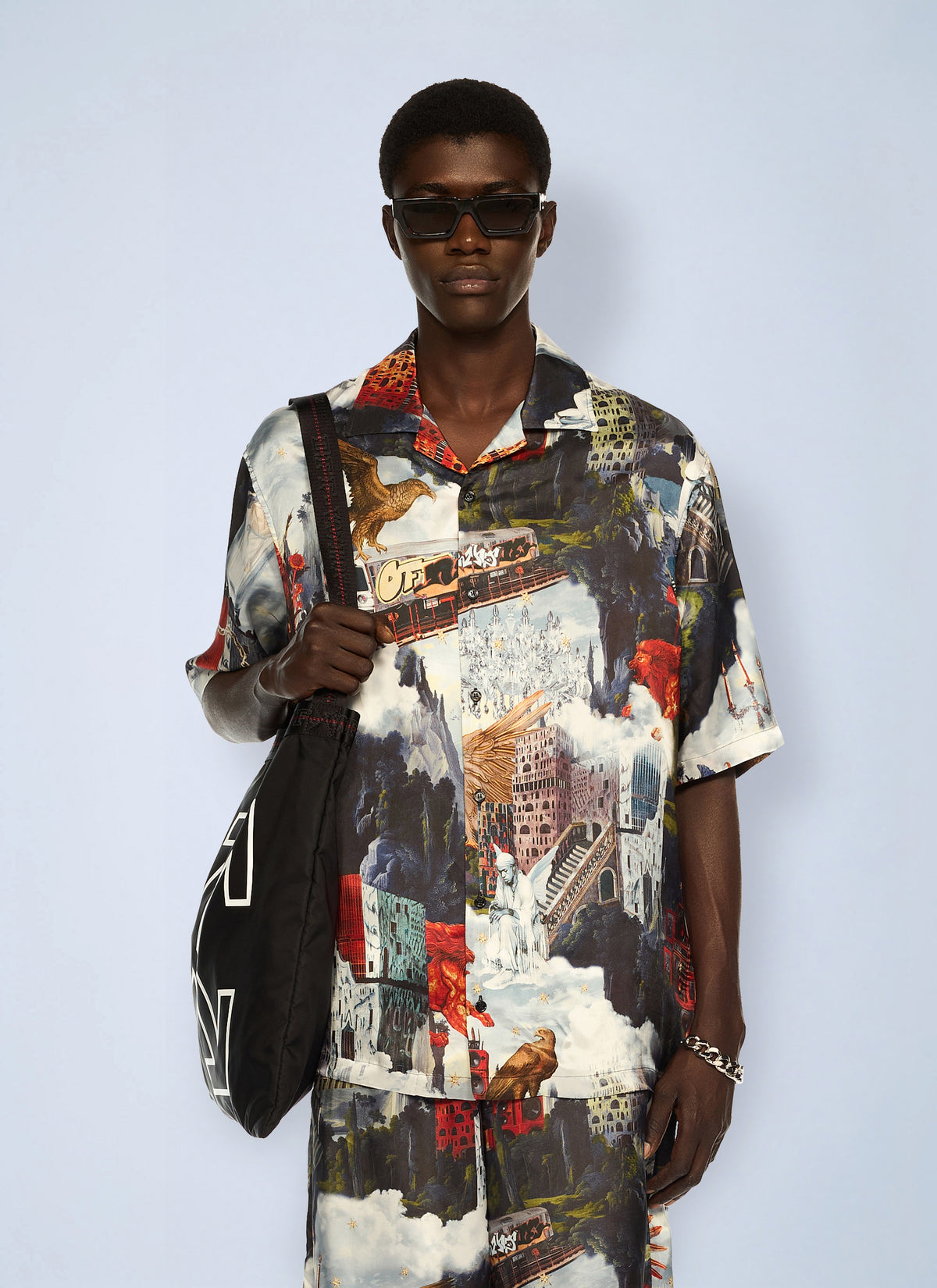 Off-White Men World Paint Viscose Bowling Shirt