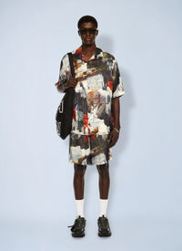Off-White Men World Paint Viscose Bowling Shirt