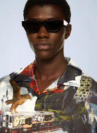Off-White Men World Paint Viscose Bowling Shirt