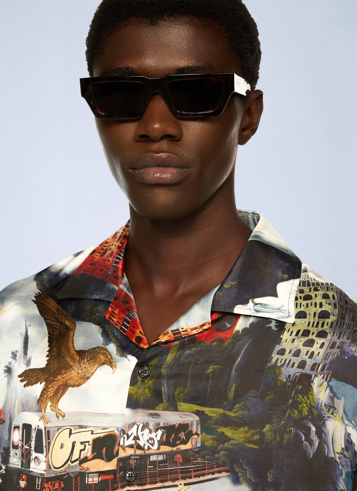 Off-White Men World Paint Viscose Bowling Shirt
