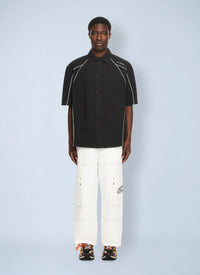 Off-White Men Garment-Dyed Sporty Bowling Shirt