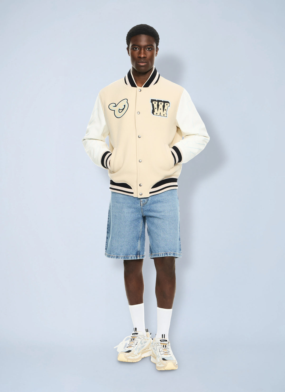 Off-White Men Star Logo Varsity Jacket