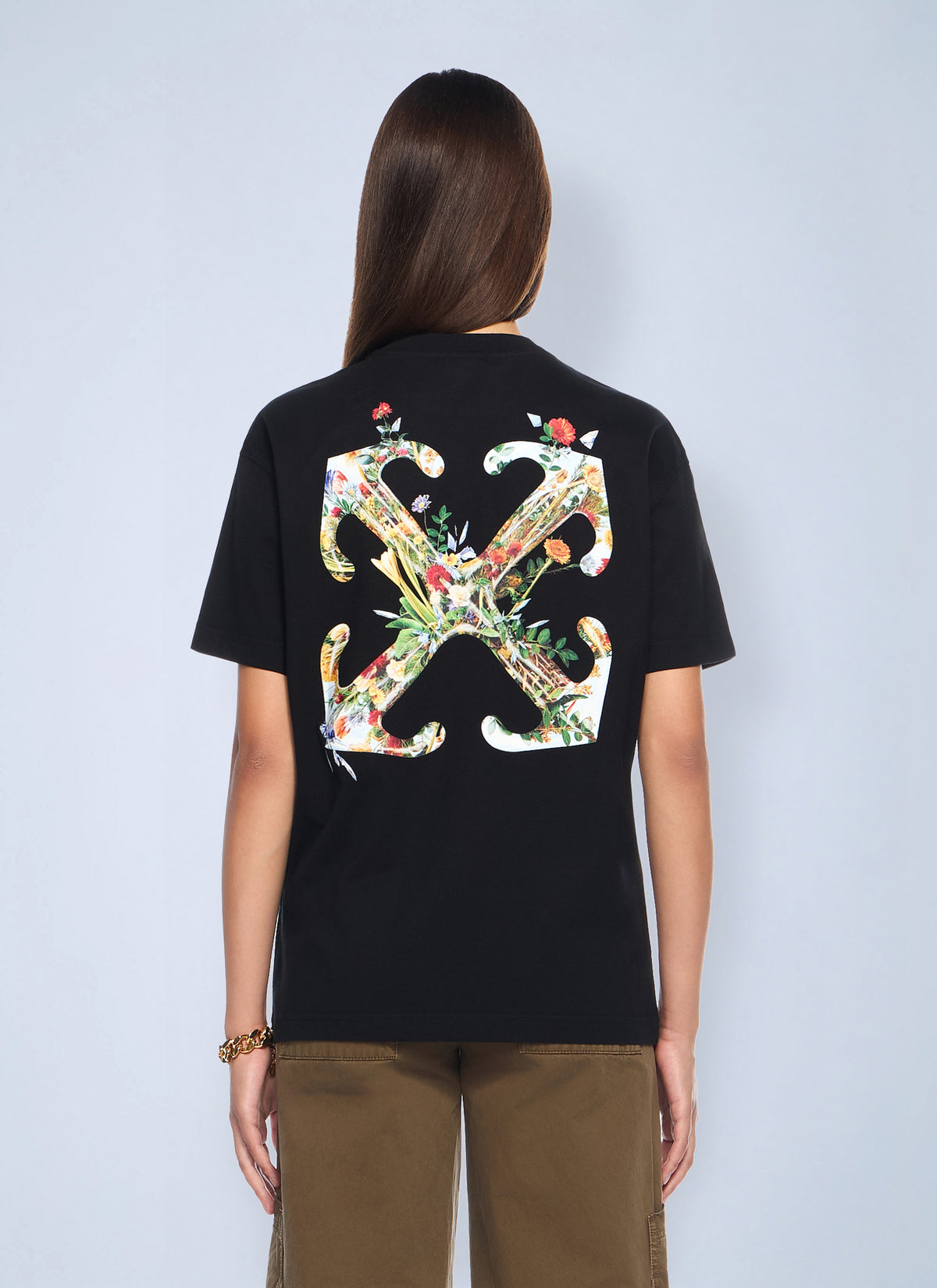 Off-White Off-White Women Arrow Glass Flower Regular Logo T-Shirt