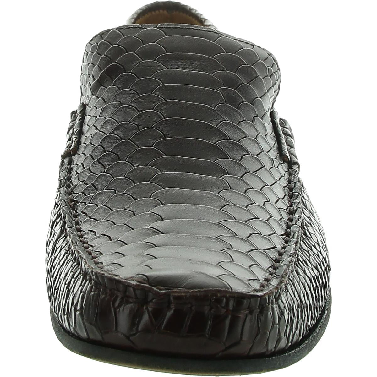 Mens Snake Print Leather Loafers