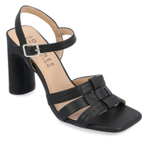 Womens Cut-Out Faux Leather Ankle Strap Black