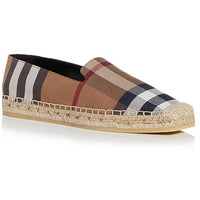 Womens Cotton Flat Espadrilles 36 Medium Birch Brown Check
