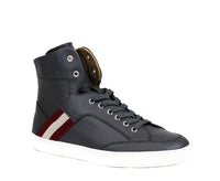 Bally Bally Men's Dark Grey Calf Leather Hi-top Sneaker With Red Beige