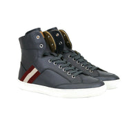 Bally Bally Men's Dark Grey Calf Leather Hi-top Sneaker With Red Beige