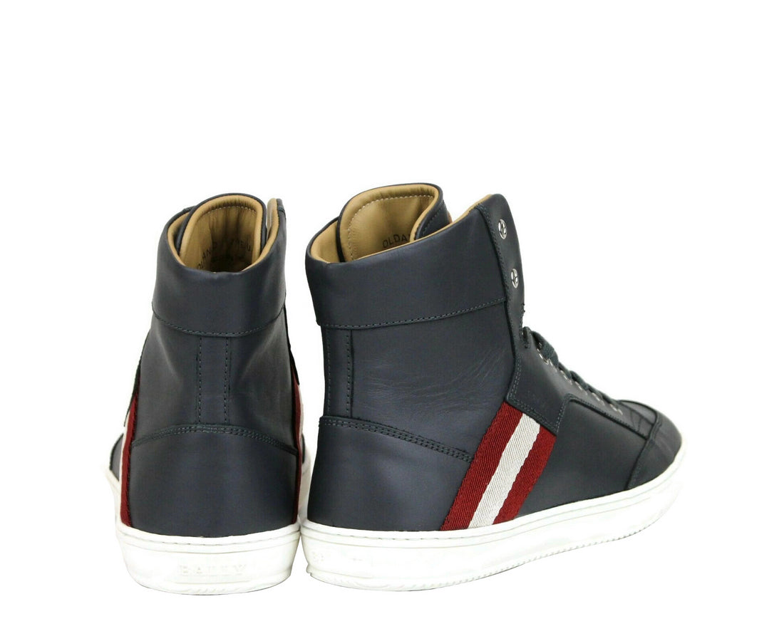 Bally Bally Men's Dark Grey Calf Leather Hi-top Sneaker With Red Beige