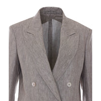 Max Mara Max Mara Women Olimpia Chevron Linen Double Breasted Blazer
