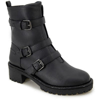 Tate Womens Faux Leather Rhinestone Motorcycle Boots