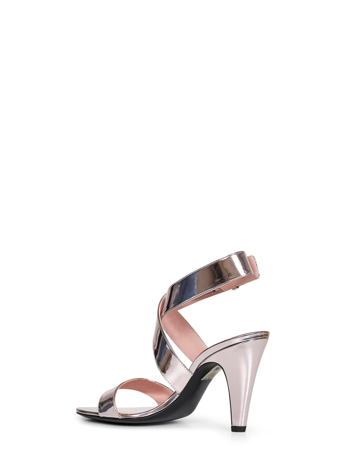 Alaïa Women Blush Mirror-Effect Leather Cone Sandals