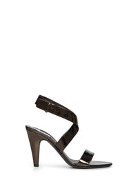 Alaïa Women Brun Metal Mirror-Effect Leather Cone Sandals