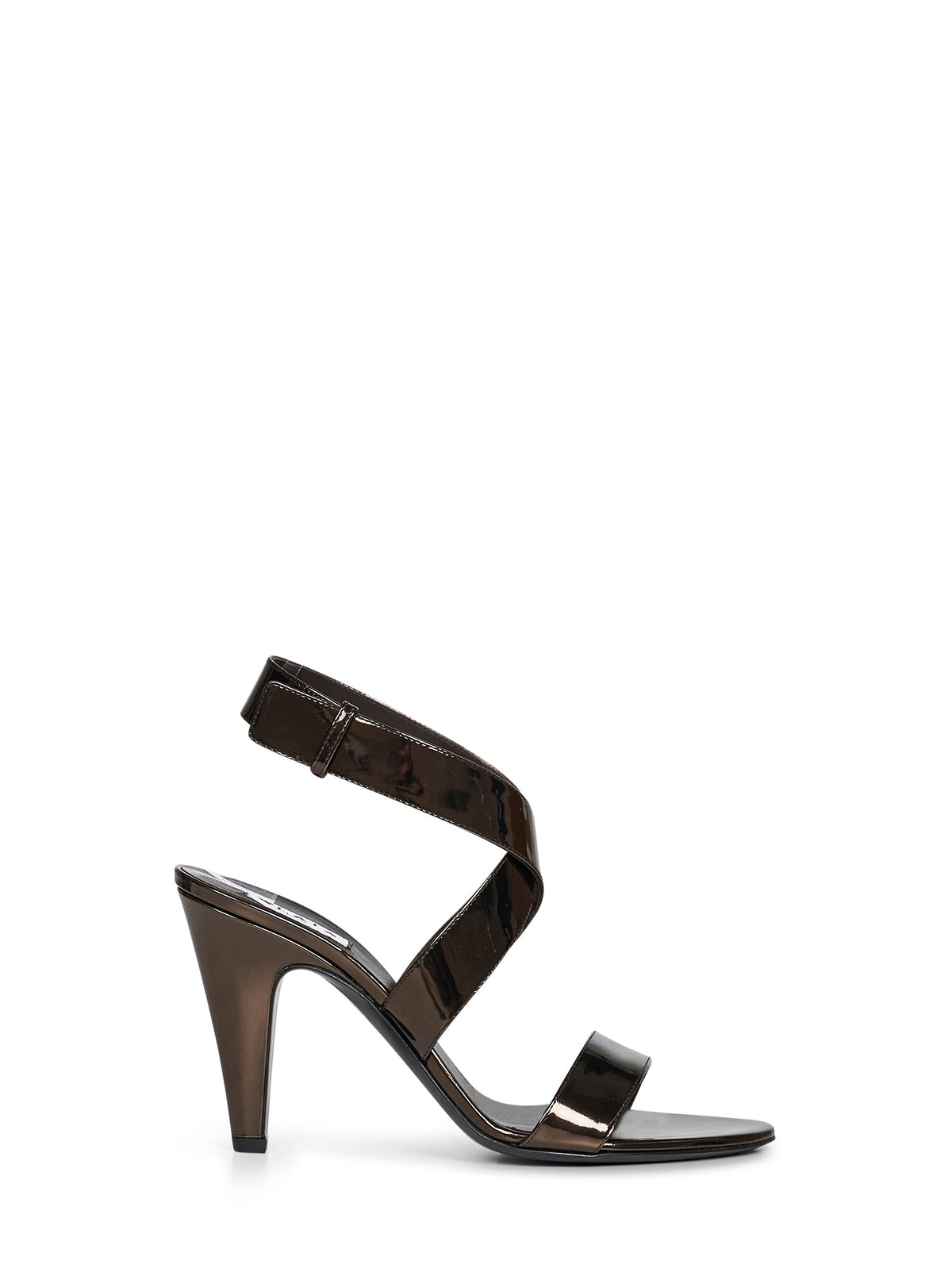 Alaïa Women Brun Metal Mirror-Effect Leather Cone Sandals