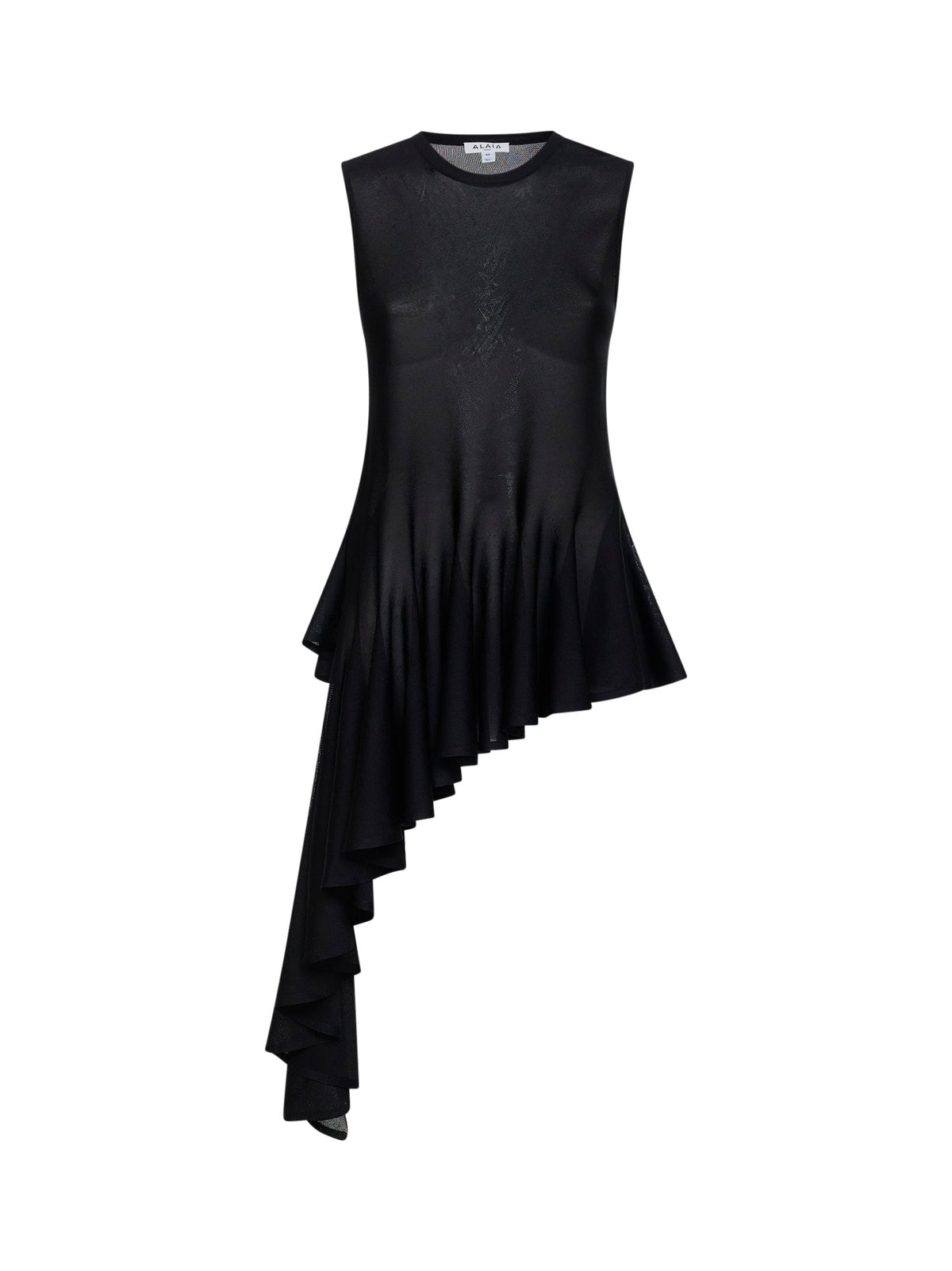 ALAÏA Alaïa Women Black Viscose Knit Asymmetric Godet Top