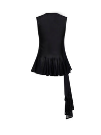ALAÏA Alaïa Women Black Viscose Knit Asymmetric Godet Top