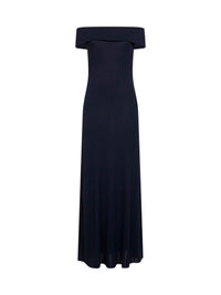 ALAÏA Alaïa Women Blue Fluid Jersey Off-The-Shoulders Long Dress