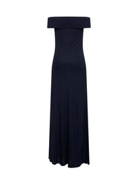 ALAÏA Alaïa Women Blue Fluid Jersey Off-The-Shoulders Long Dress