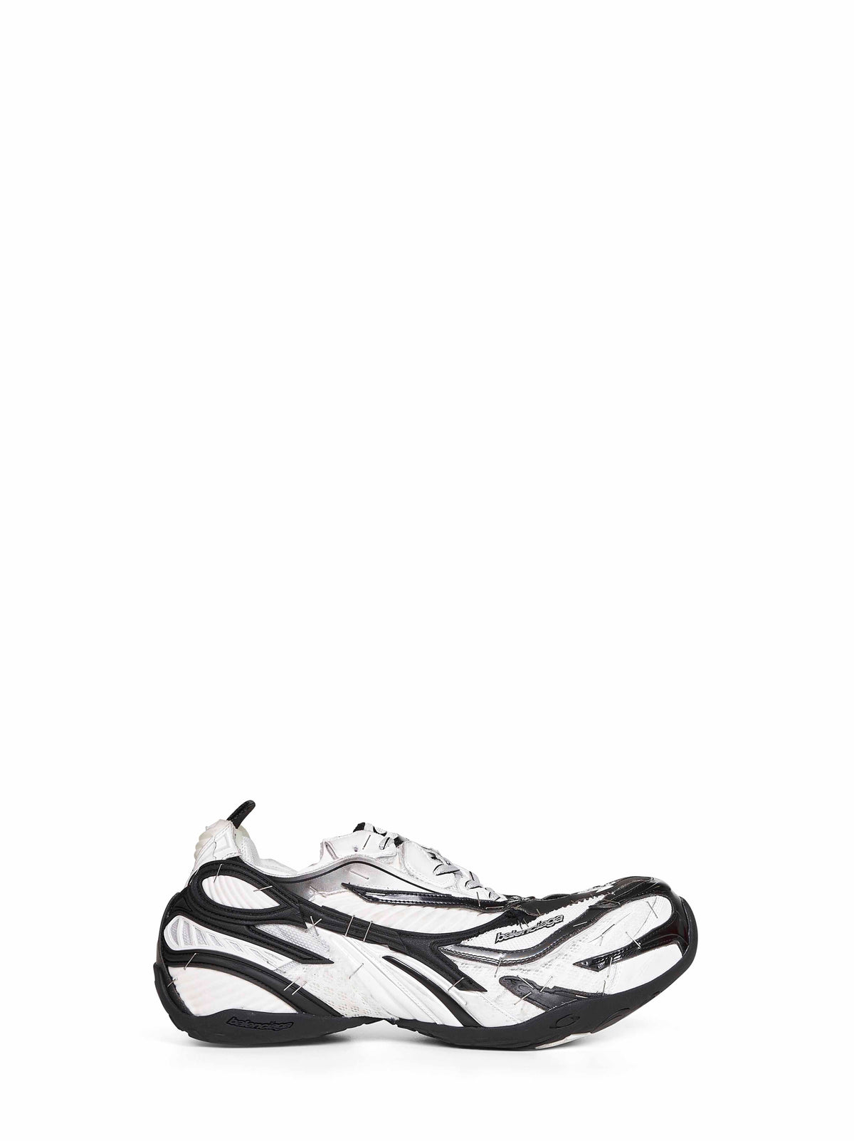 Balenciaga Men Black And White And Silver Soleless Sneakers
