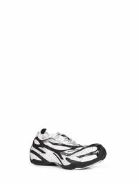 Balenciaga Men Black And White And Silver Soleless Sneakers
