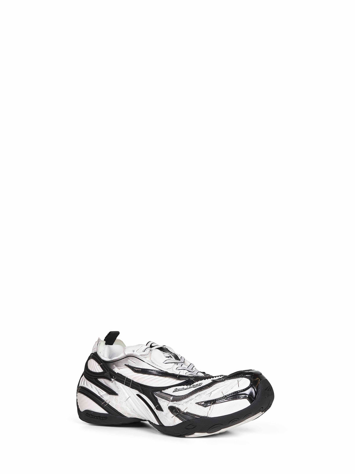 Balenciaga Men Black And White And Silver Soleless Sneakers