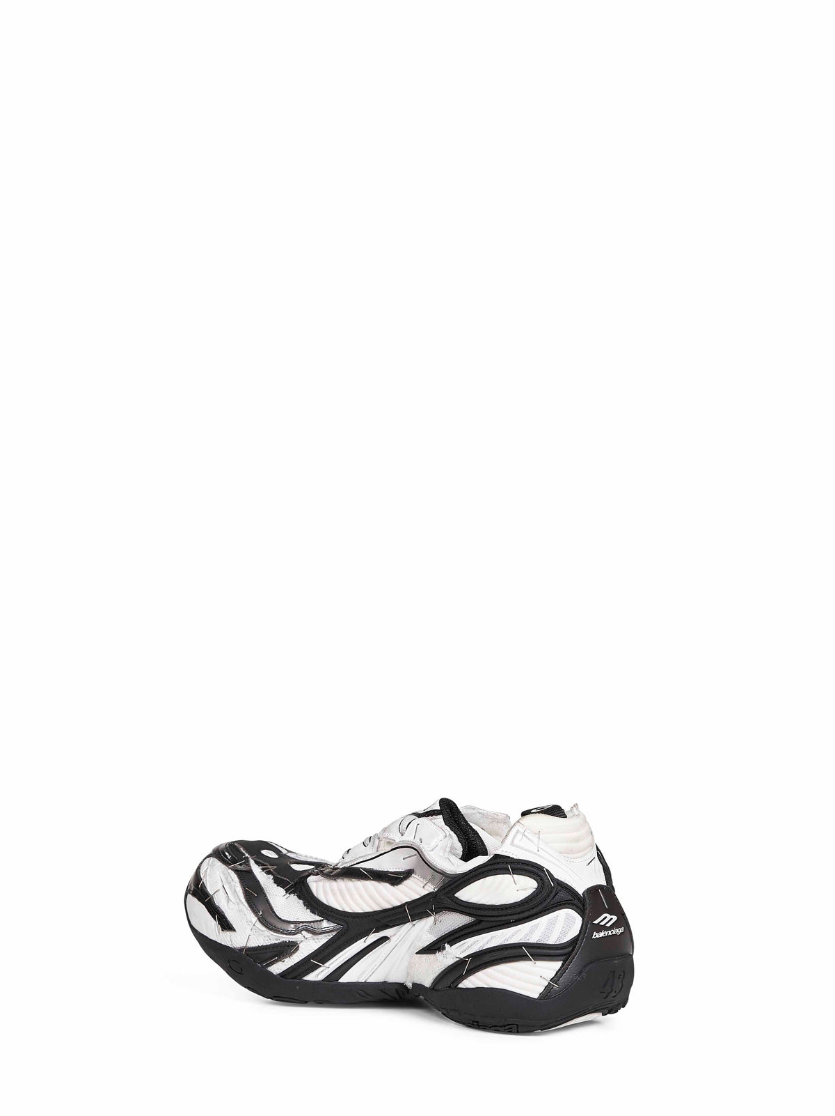 Balenciaga Men Black And White And Silver Soleless Sneakers