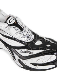 Balenciaga Men Black And White And Silver Soleless Sneakers