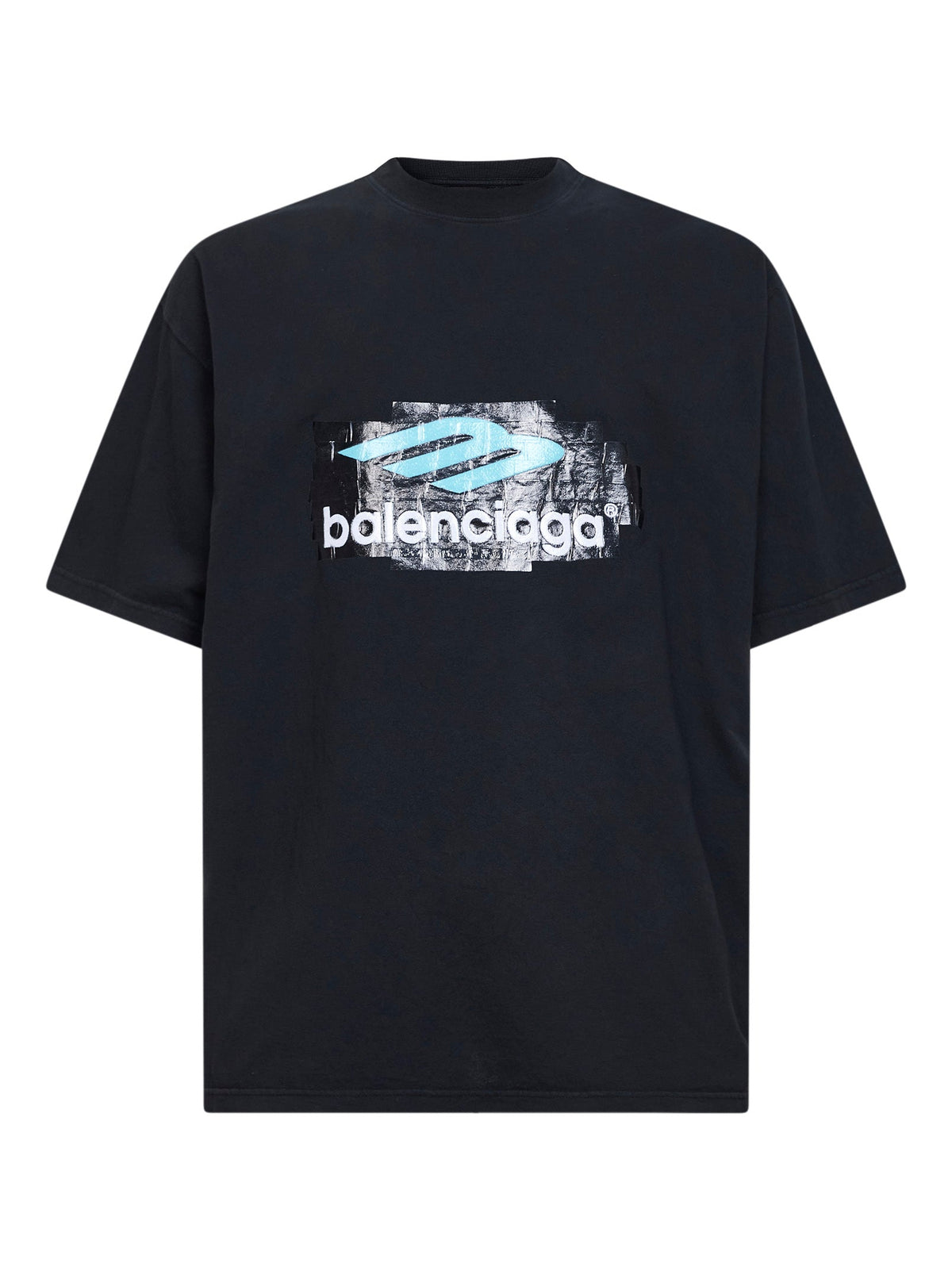 Balenciaga Men Black Jersey Oversized T-Shirt