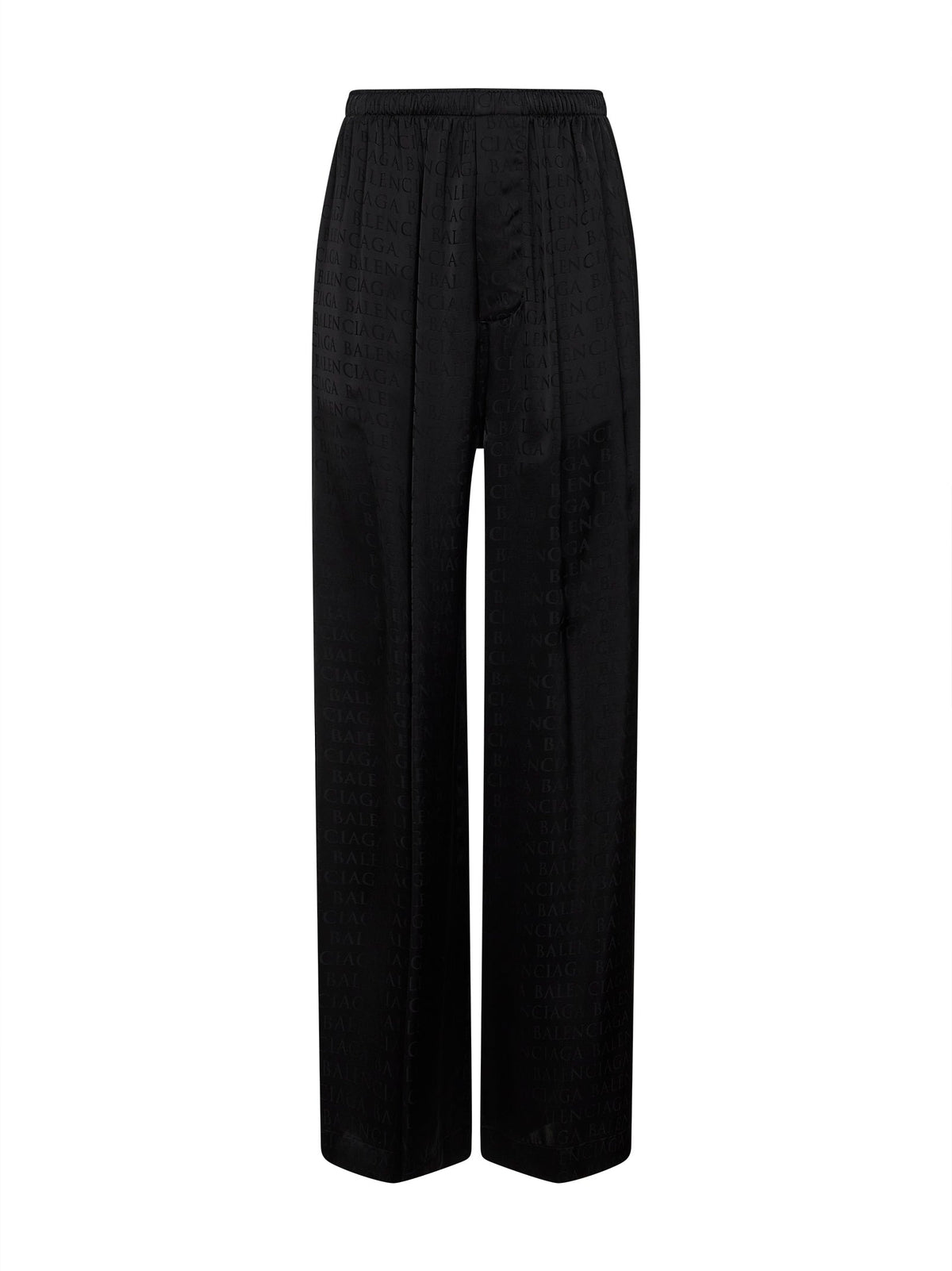 Balenciaga Women Black Jacquard Satin Pajama-Style Trousers