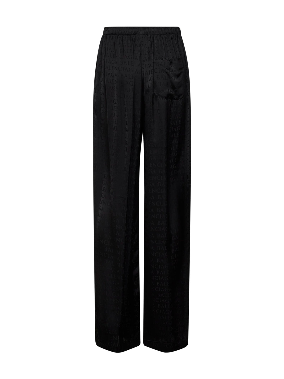 Balenciaga Women Black Jacquard Satin Pajama-Style Trousers