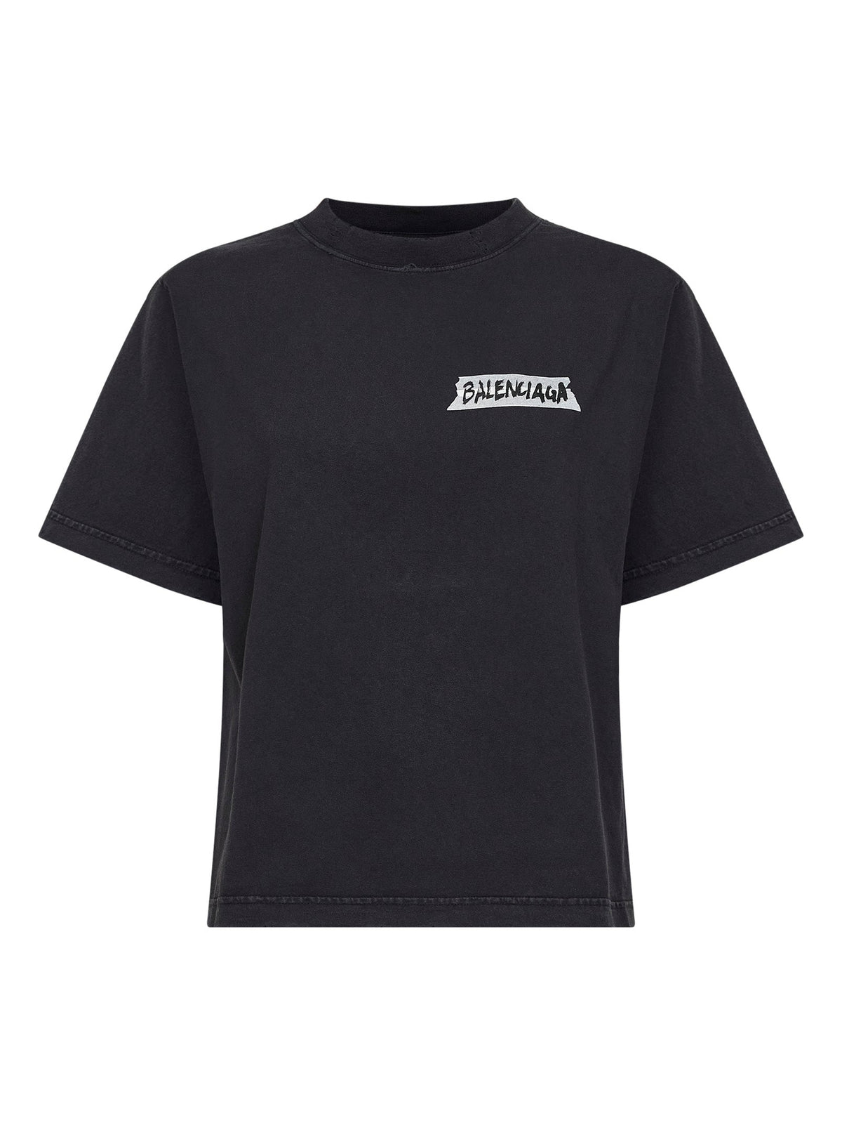 Balenciaga Women Faded Black Masking Tape T-Shirt Medium Fit