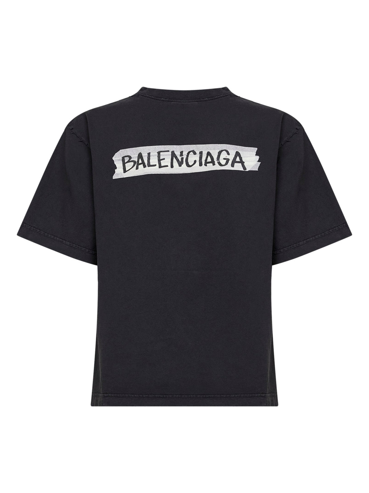 Balenciaga Women Faded Black Masking Tape T-Shirt Medium Fit