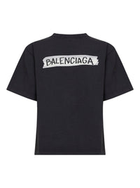 Balenciaga Women Faded Black Masking Tape T-Shirt Medium Fit