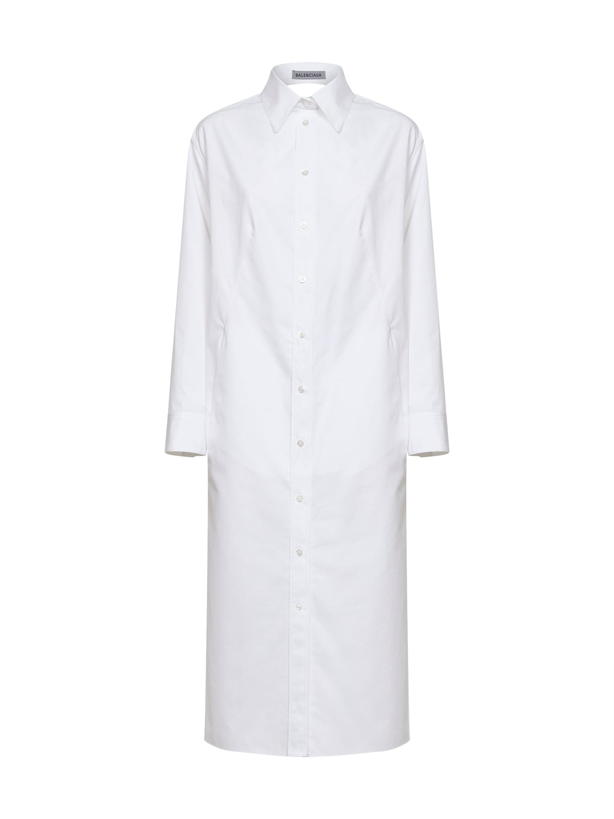 BALENCIAGA Balenciaga Women White Poplin Draped Back Shirt Dress