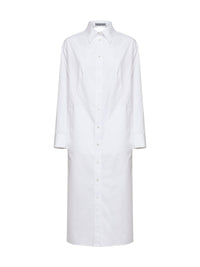 BALENCIAGA Balenciaga Women White Poplin Draped Back Shirt Dress